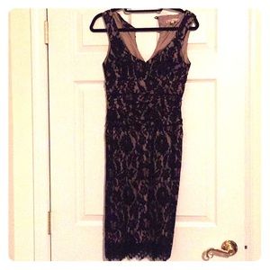 Nanette lepore pink and black lace dress